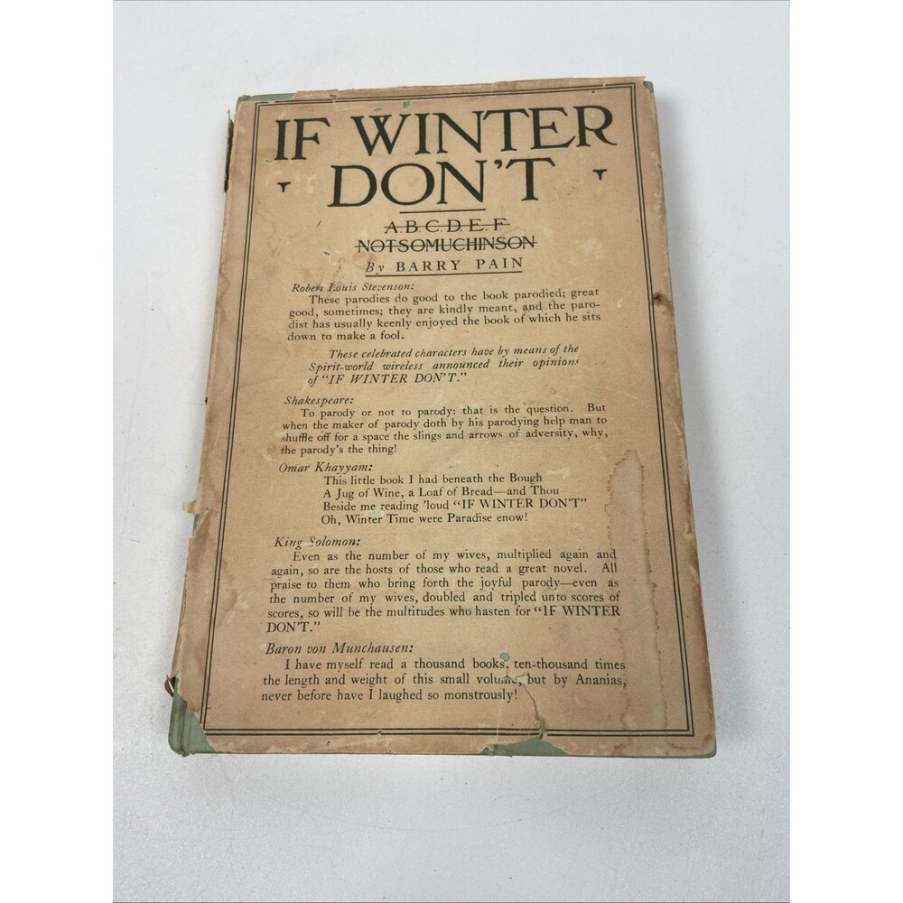 If Winter Don't A B C D E F Notsomuchinson by Barry Pain HC 1st Edition 1922